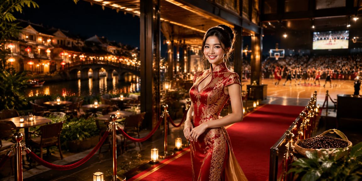 Người dùng đang trải nghiệm app cá cược thể thao trên điện thoại di động tại Hội An, bối cảnh của quán cà phê bình dị